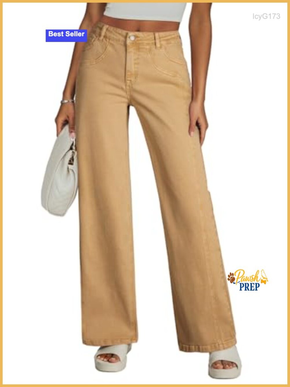 High Waisted Wide Leg Jeans with Stretchy Denim and Patchwork Details